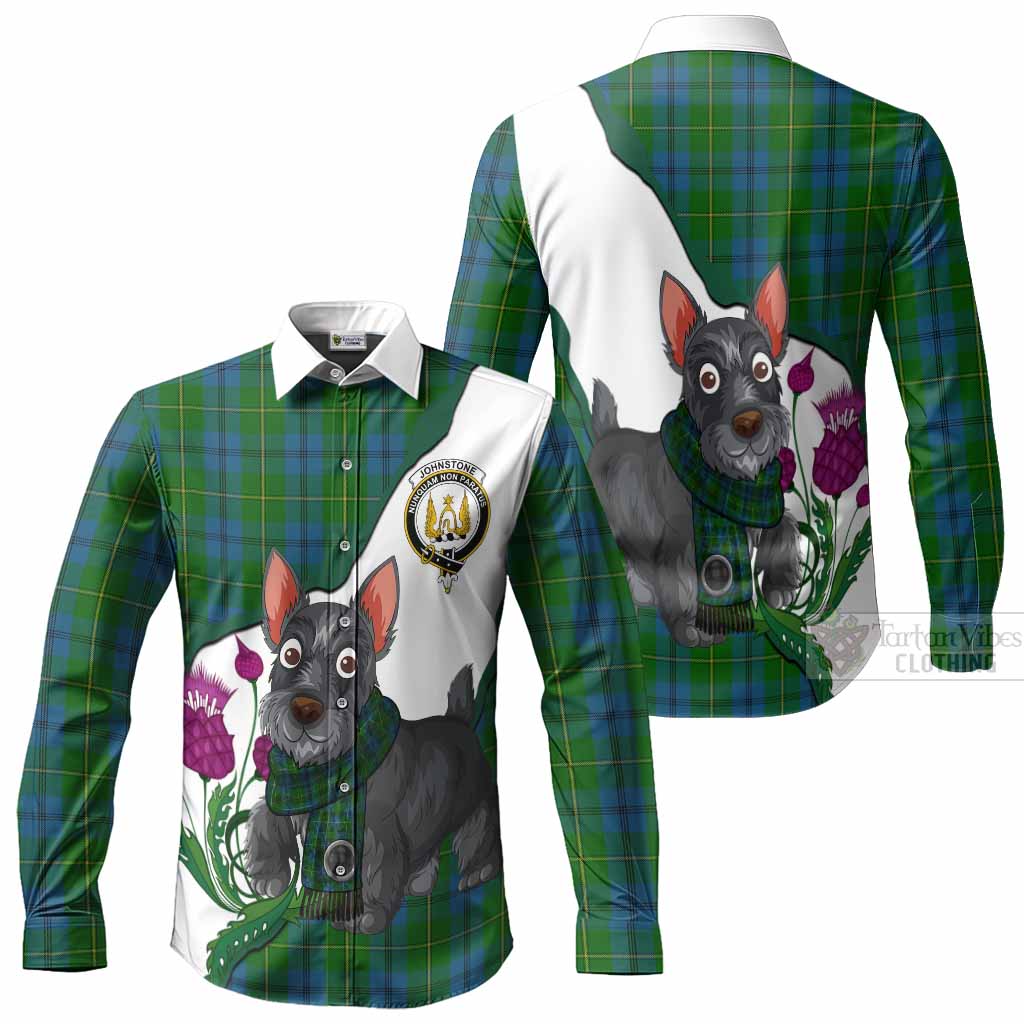 Johnstone (Johnston) Scottish Terrier Tartan Crest Long Sleeve Button Shirts Thistle Heritage Art
