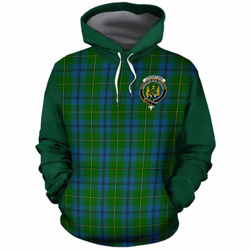 Johnstone (Johnston) Tartan Accent Cotton Hoodie with Family Crest