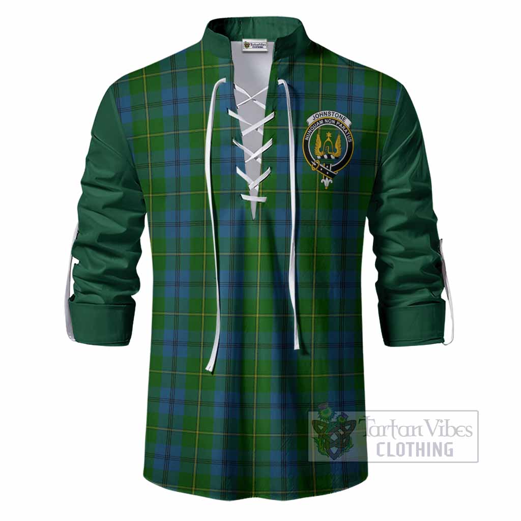 Johnstone (Johnston) Tartan Accent Ghillie Shirt with Family Crest