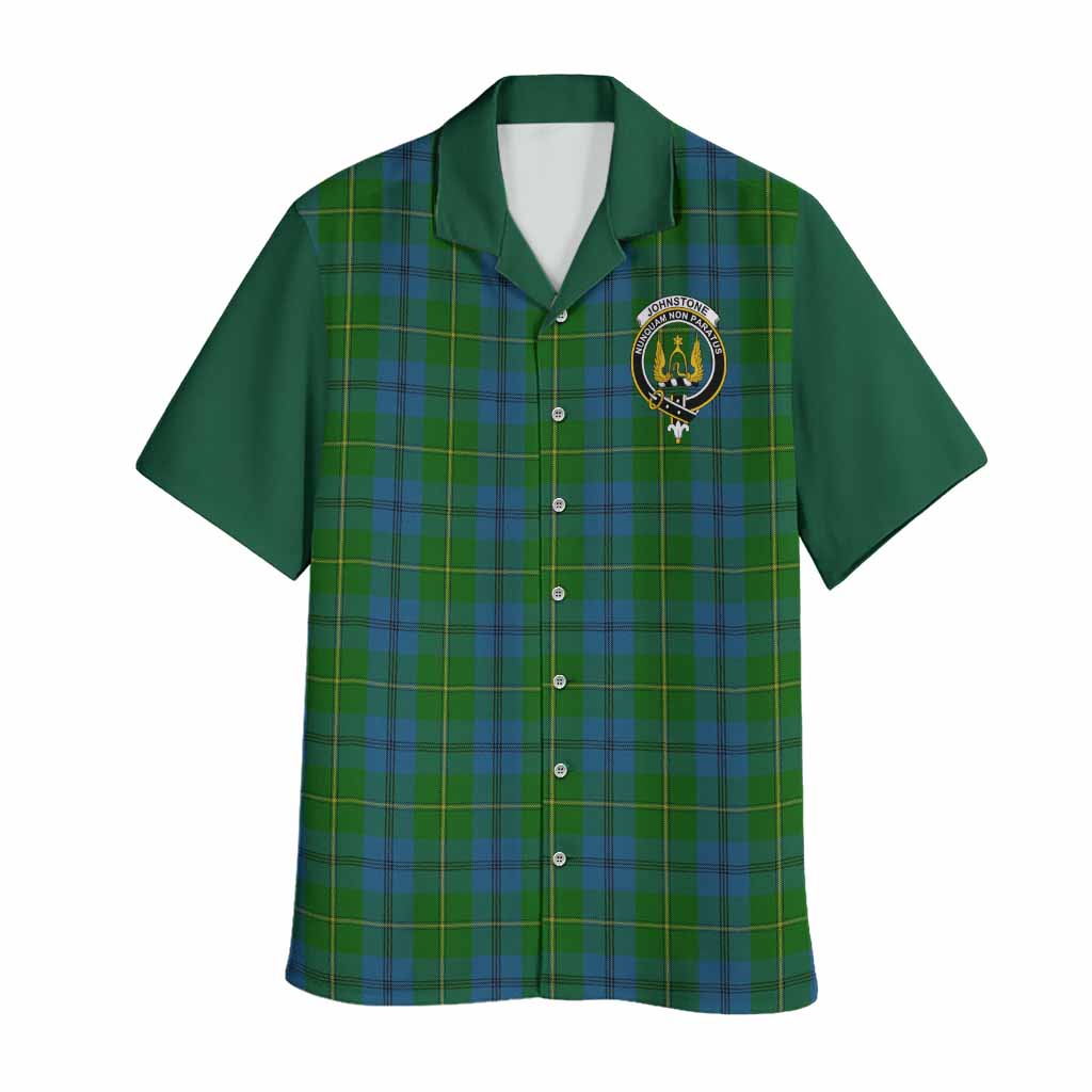 Johnstone (Johnston) Tartan Accent Hawaiian Shirt with Family Crest