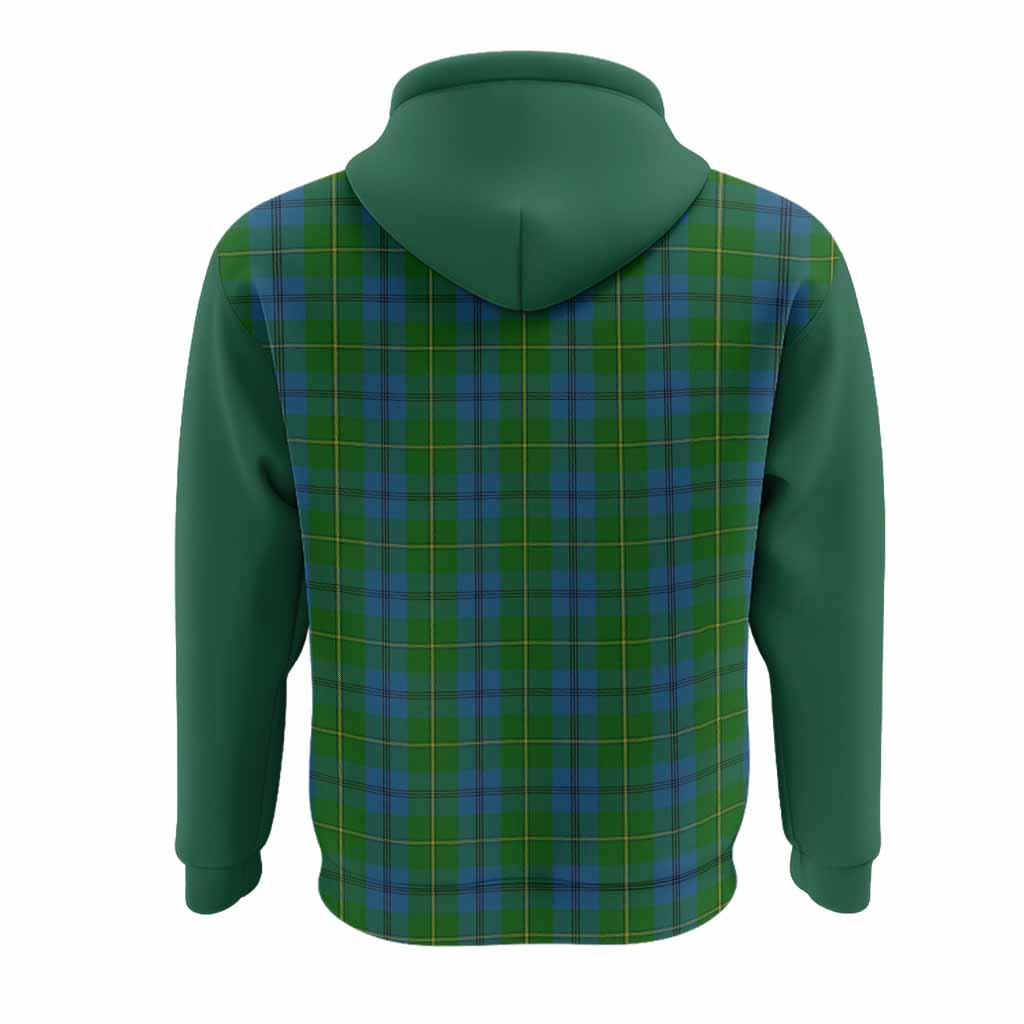 Johnstone (Johnston) Tartan Accent Hoodie with Family Crest