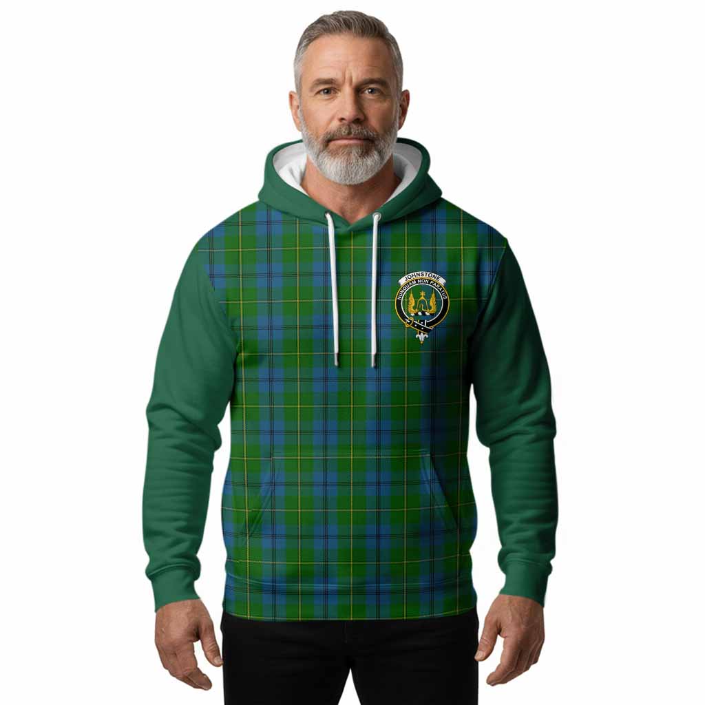 Johnstone (Johnston) Tartan Accent Hoodie with Family Crest