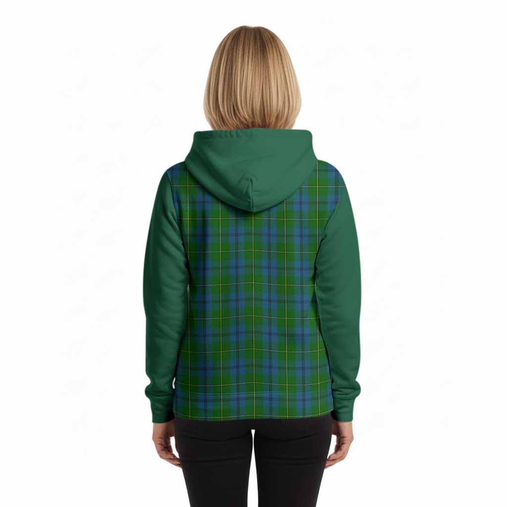 Johnstone (Johnston) Tartan Accent Hoodie with Family Crest