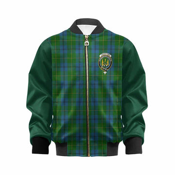 Johnstone (Johnston) Tartan Accent Kid Bomber Jacket with Family Crest
