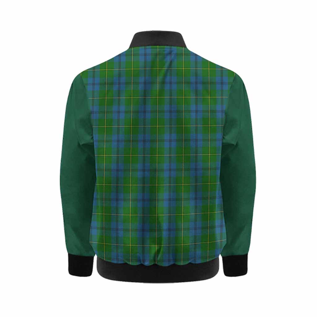 Johnstone (Johnston) Tartan Accent Kid Bomber Jacket with Family Crest