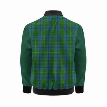 Johnstone (Johnston) Tartan Accent Kid Bomber Jacket with Family Crest