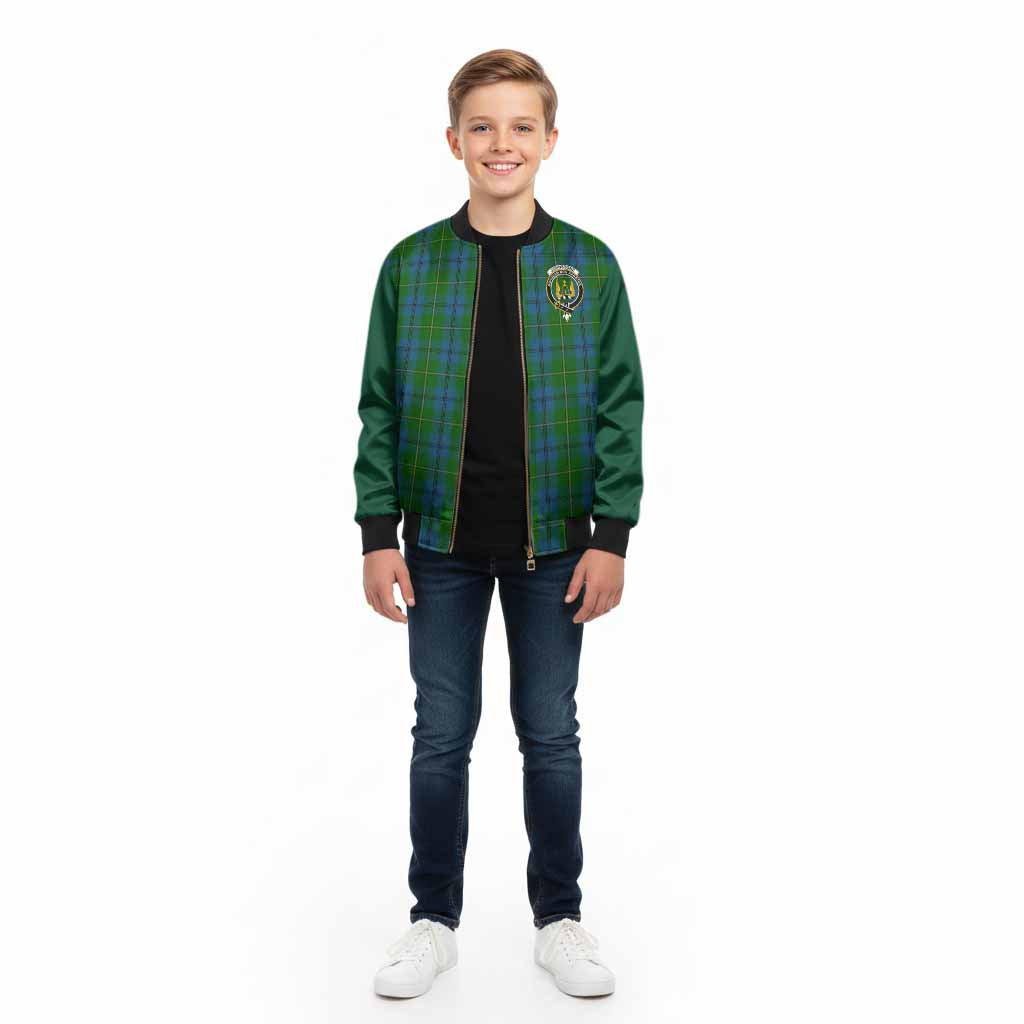 Johnstone (Johnston) Tartan Accent Kid Bomber Jacket with Family Crest