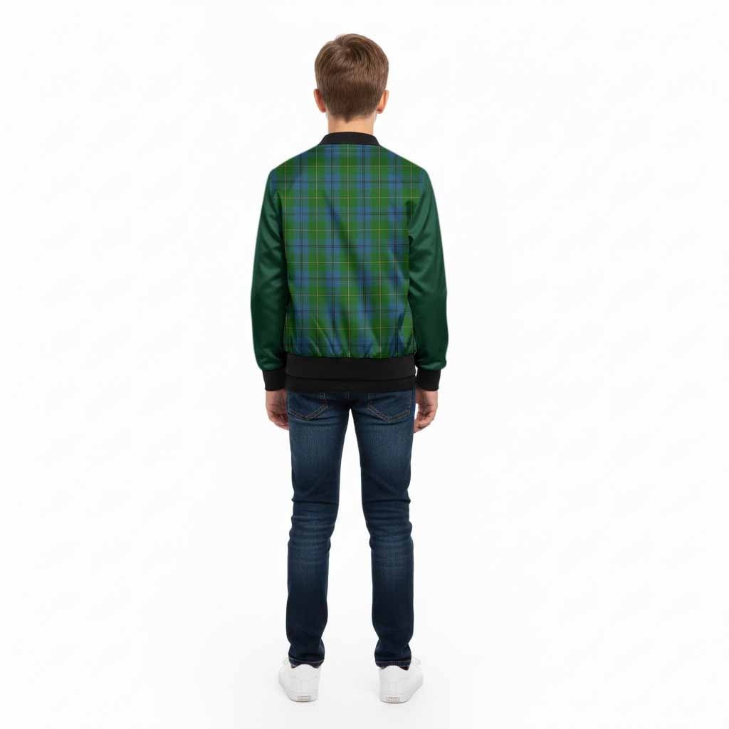 Johnstone (Johnston) Tartan Accent Kid Bomber Jacket with Family Crest