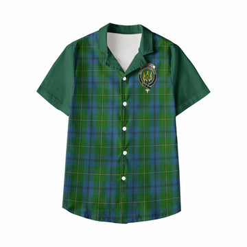 Johnstone (Johnston) Tartan Accent Kid Hawaiian Shirt with Family Crest