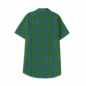 Johnstone (Johnston) Tartan Accent Kid Hawaiian Shirt with Family Crest