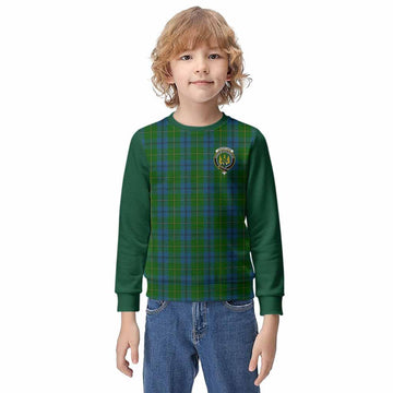 Johnstone (Johnston) Tartan Accent Kid Knitted Sweatshirt with Family Crest