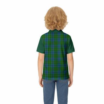 Johnstone (Johnston) Tartan Accent Kid Polo Shirt with Family Crest