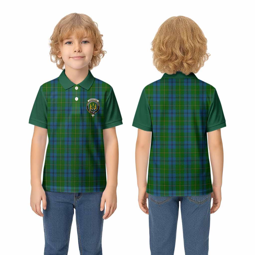 Johnstone (Johnston) Tartan Accent Kid Polo Shirt with Family Crest