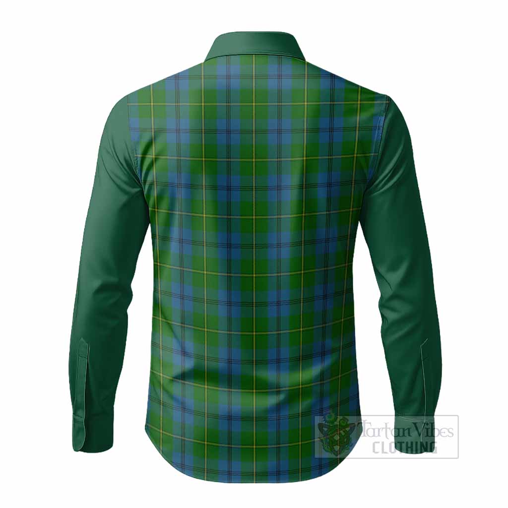Johnstone (Johnston) Tartan Accent Long Sleeve Button Shirts with Family Crest
