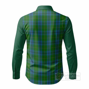Johnstone (Johnston) Tartan Accent Long Sleeve Button Shirts with Family Crest