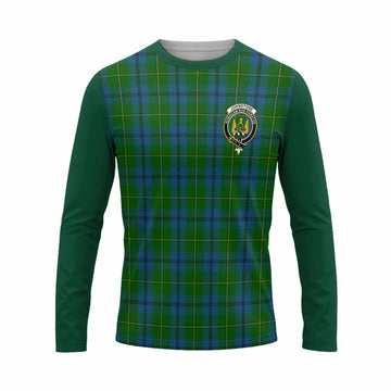 Johnstone (Johnston) Tartan Accent Long Sleeve T-Shirt with Family Crest