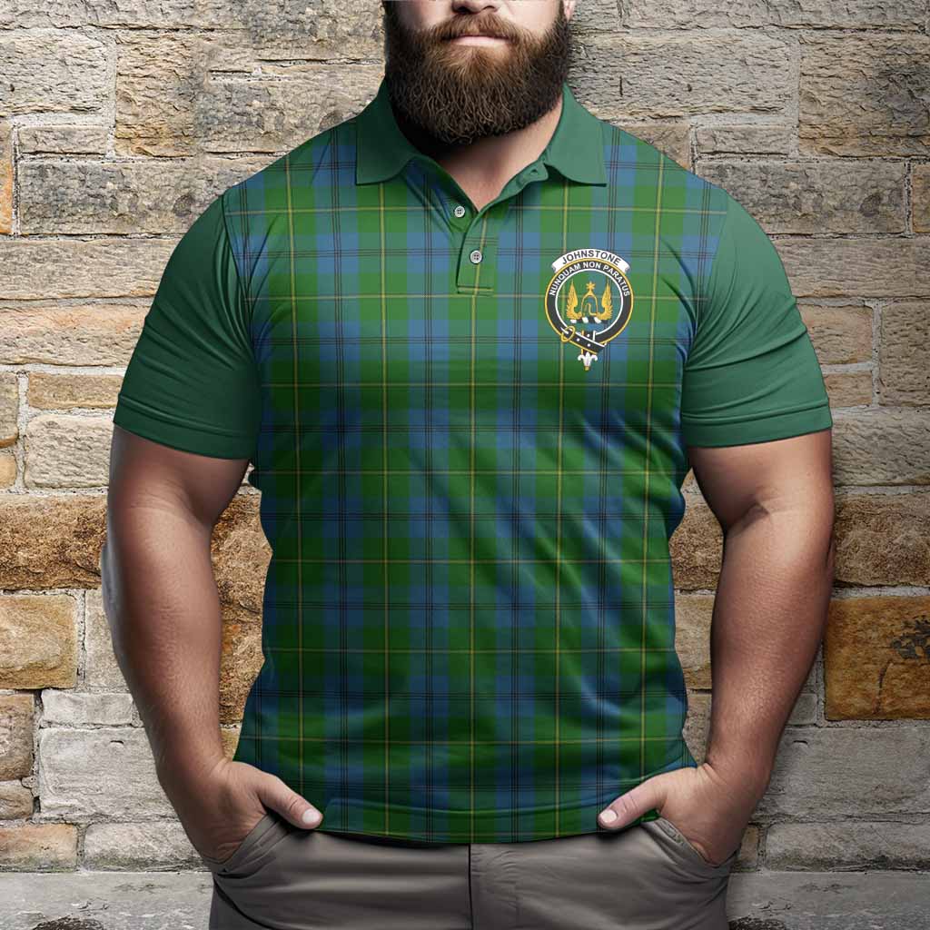 Johnstone (Johnston) Tartan Accent Polo Shirt with Family Crest