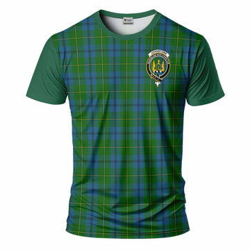 Johnstone (Johnston) Tartan Accent T-Shirt with Family Crest
