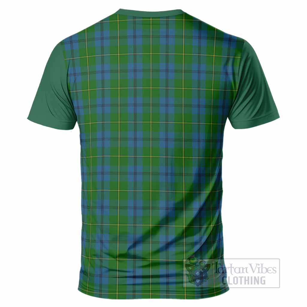 Johnstone (Johnston) Tartan Accent T-Shirt with Family Crest