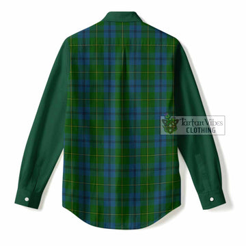 Johnstone (Johnston) Tartan Accent Women Casual Shirt with Family Crest