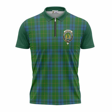 Johnstone (Johnston) Tartan Accent Zipper Polo Shirt with Family Crest