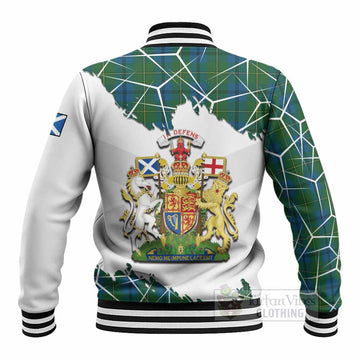 Johnstone (Johnston) Tartan Baseball Jacket with Family Crest and Lion Rampant Grunge Style