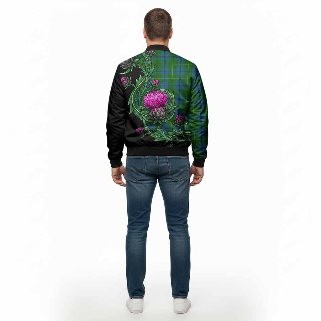 Johnstone (Johnston) Tartan Bomber Jacket Resilient Scottish Thistle - Tartan Vibes Clothing