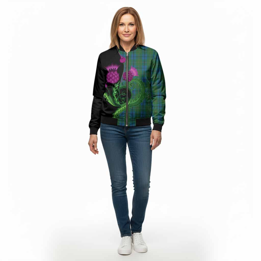 Johnstone (Johnston) Tartan Bomber Jacket Traditional Scottish Thistle