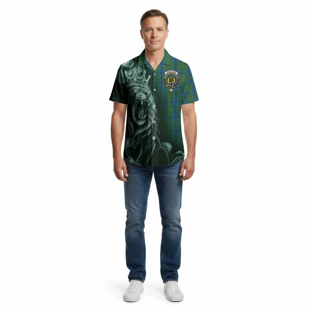 Johnstone (Johnston) Tartan Cotton Hawaiian Shirt Roaring Lion Heritage