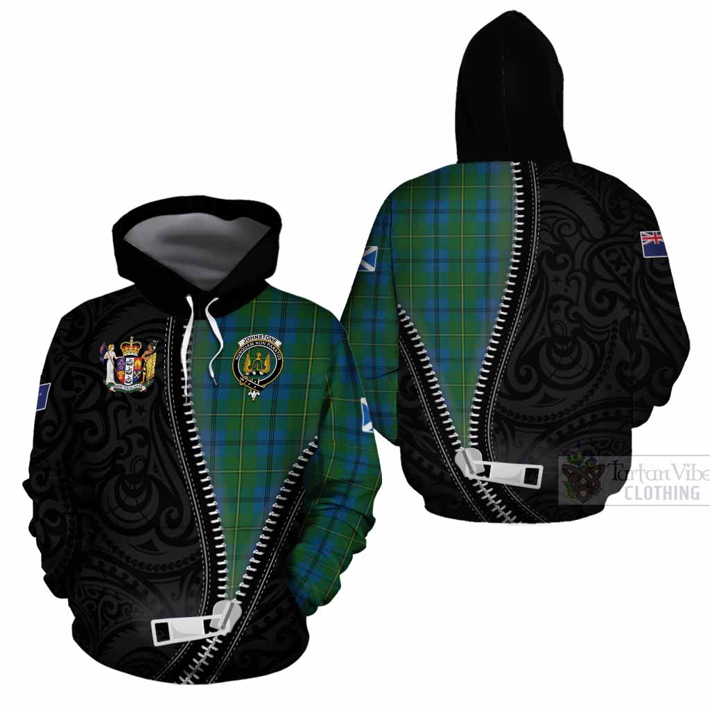 Johnstone (Johnston) Tartan Cotton Hoodie New Zealand Pattern Unique Zipper Stylized