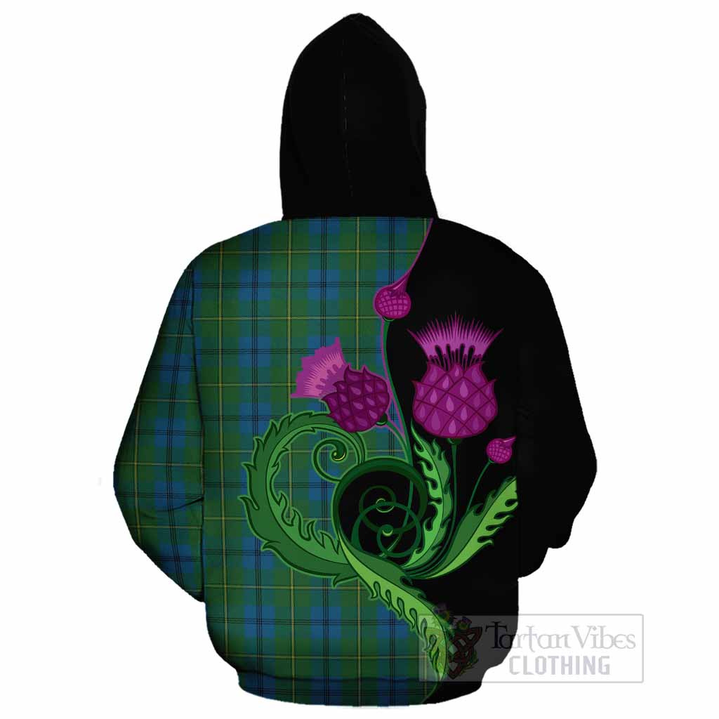 Johnstone (Johnston) Tartan Cotton Hoodie Traditional Scottish Thistle