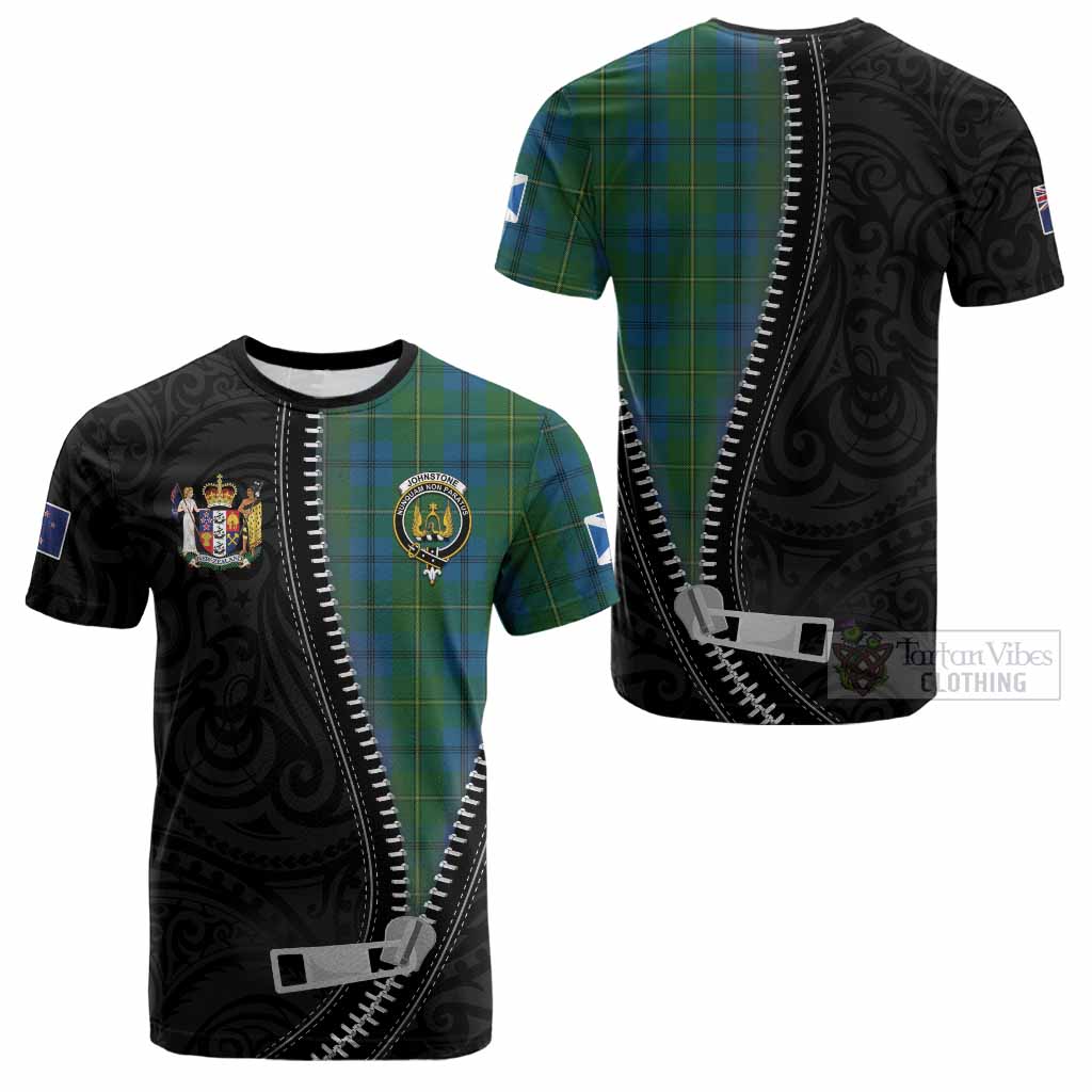 Johnstone (Johnston) Tartan Cotton T-shirt New Zealand Pattern Unique Zipper Stylized