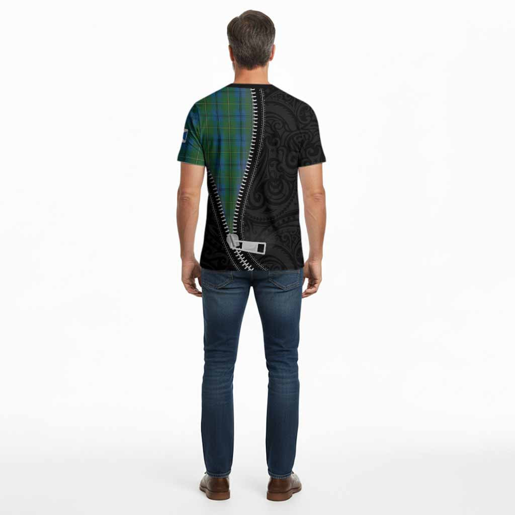 Johnstone (Johnston) Tartan Cotton T-shirt New Zealand Pattern Unique Zipper Stylized