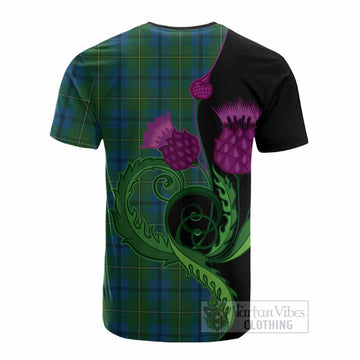 Johnstone (Johnston) Tartan Cotton T-shirt Traditional Scottish Thistle