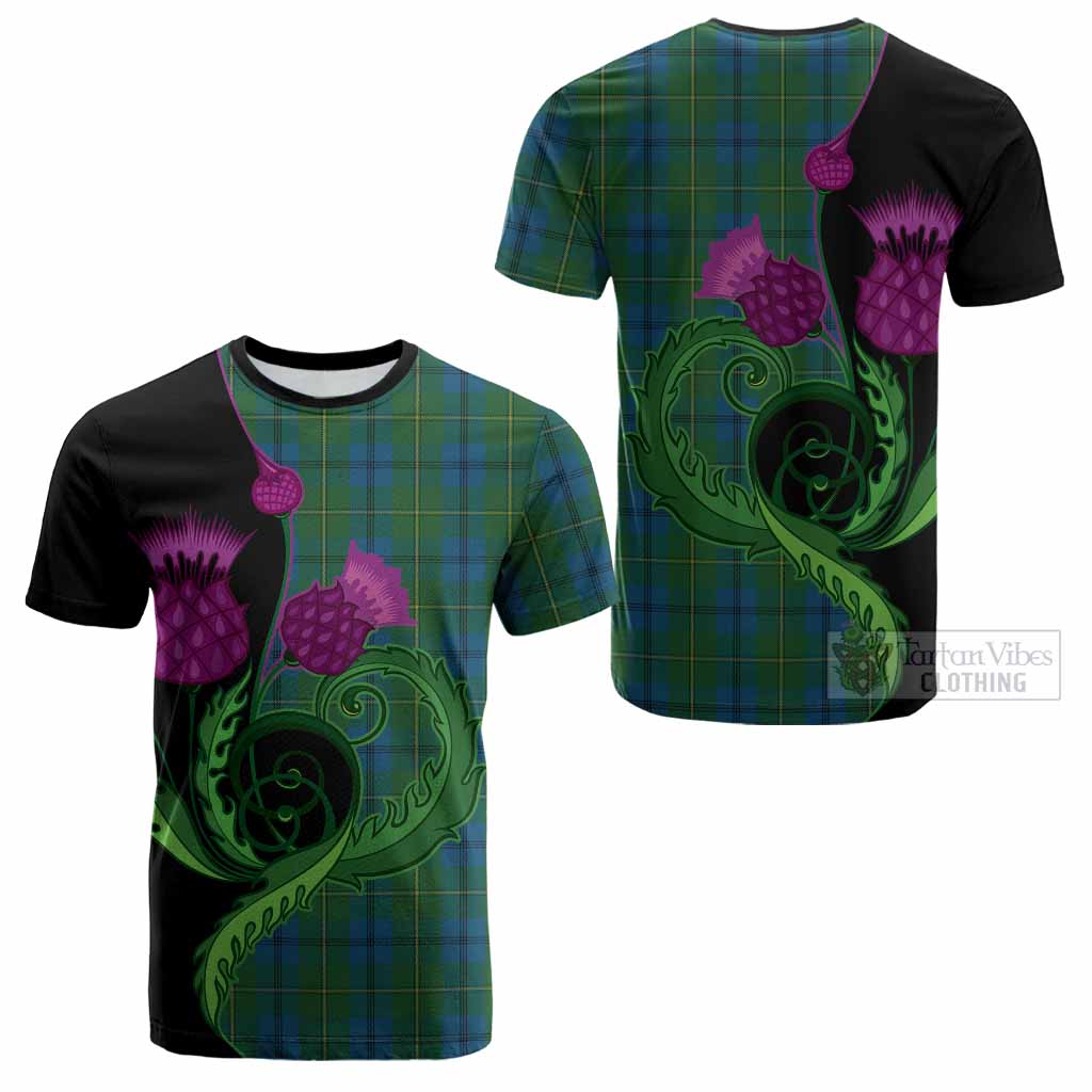 Johnstone (Johnston) Tartan Cotton T-shirt Traditional Scottish Thistle