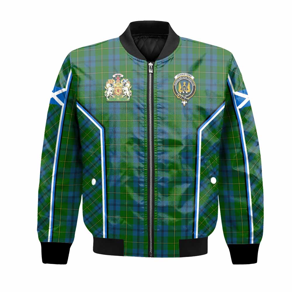 Johnstone (Johnston) Tartan Crest Bomber Jacket Scotland Coat of Arm Flag Style - Tartan Vibes Clothing