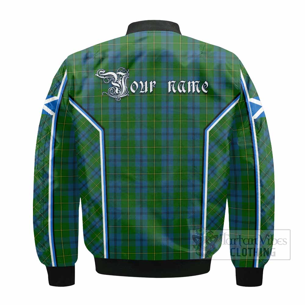 Johnstone (Johnston) Tartan Crest Bomber Jacket Scotland Coat of Arm Flag Style - Tartan Vibes Clothing