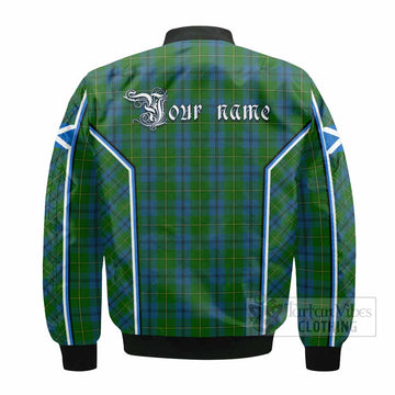 Johnstone (Johnston) Tartan Crest Bomber Jacket Scotland Coat of Arm Flag Style