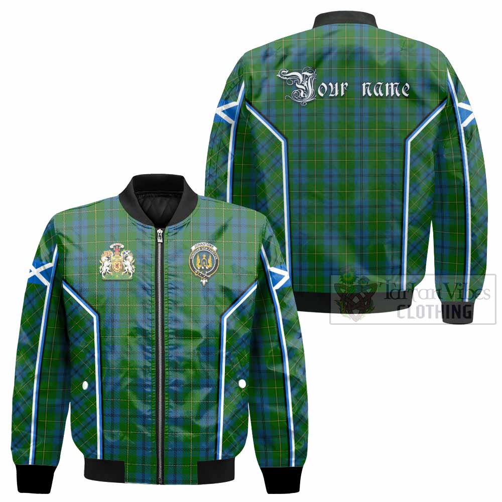 Johnstone (Johnston) Tartan Crest Bomber Jacket Scotland Coat of Arm Flag Style - Tartan Vibes Clothing