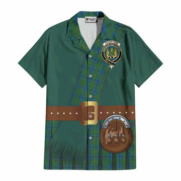 Johnstone (Johnston) Tartan Crest Cotton Hawaiian Shirt Kilt Costume Style