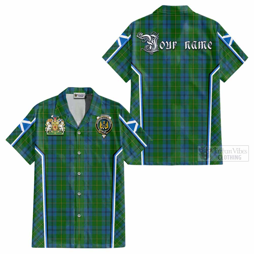 Johnstone (Johnston) Tartan Crest Cotton Hawaiian Shirt Scotland Coat of Arm Flag Style - Tartan Vibes Clothing