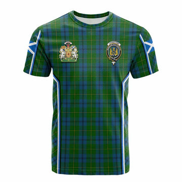 Johnstone (Johnston) Tartan Crest Cotton T-shirt Scotland Coat of Arm Flag Style - Tartan Vibes Clothing