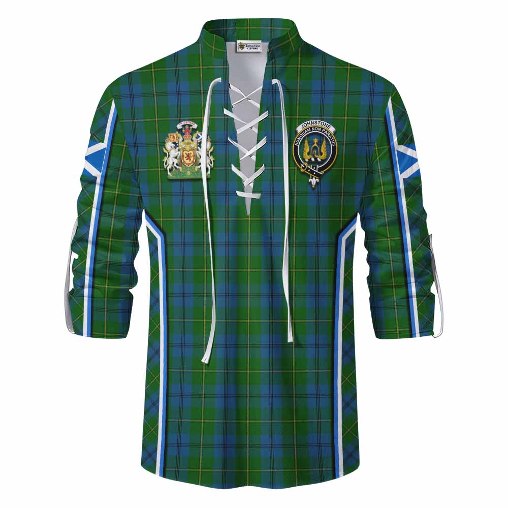 Johnstone (Johnston) Tartan Crest Ghillie Kilt Shirt Scotland Coat of Arm Flag Style - Tartan Vibes Clothing