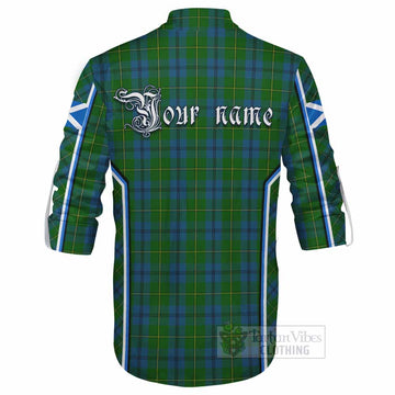 Johnstone (Johnston) Tartan Crest Ghillie Kilt Shirt Scotland Coat of Arm Flag Style