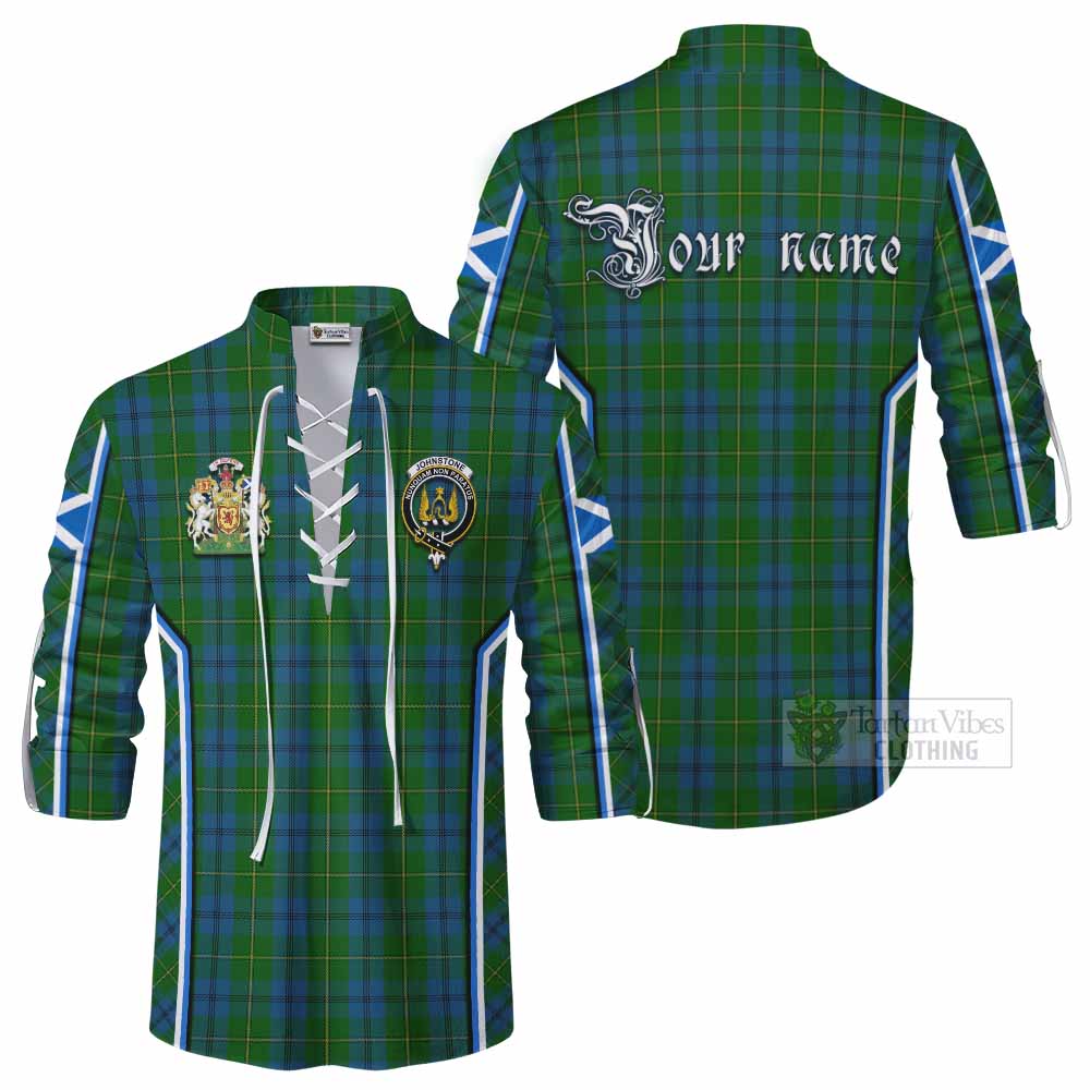 Johnstone (Johnston) Tartan Crest Ghillie Kilt Shirt Scotland Coat of Arm Flag Style - Tartan Vibes Clothing