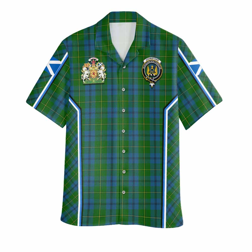 Johnstone (Johnston) Tartan Crest Hawaiian Shirt Scotland Coat of Arm Flag Style - Tartan Vibes Clothing