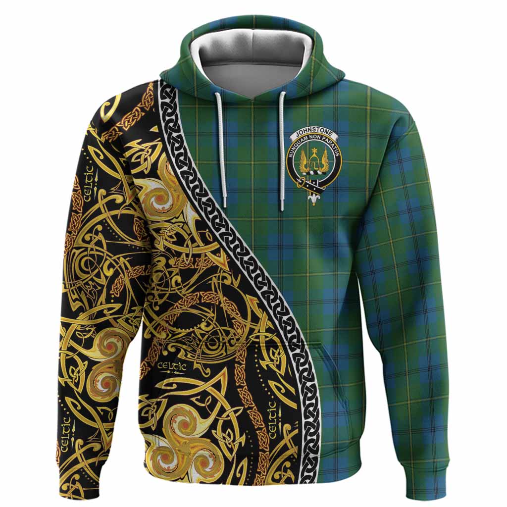 Johnstone (Johnston) Tartan Crest Hoodie Celtic Knot and Triple Trickle Spiral Symbols