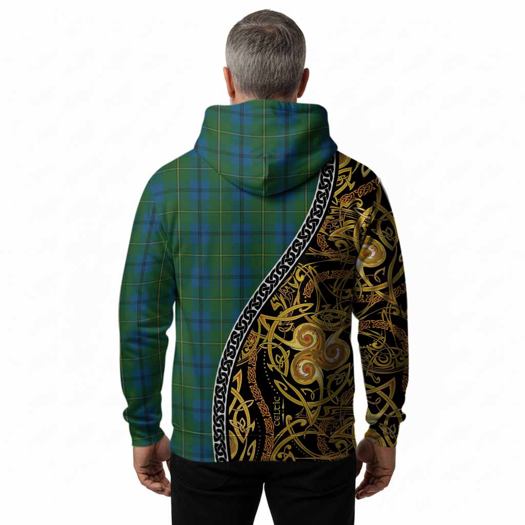 Johnstone (Johnston) Tartan Crest Hoodie Celtic Knot and Triple Trickle Spiral Symbols