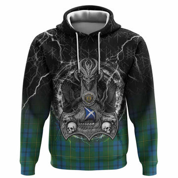 Johnstone (Johnston) Tartan Crest Hoodie Celtic Odin's Raven Legacy