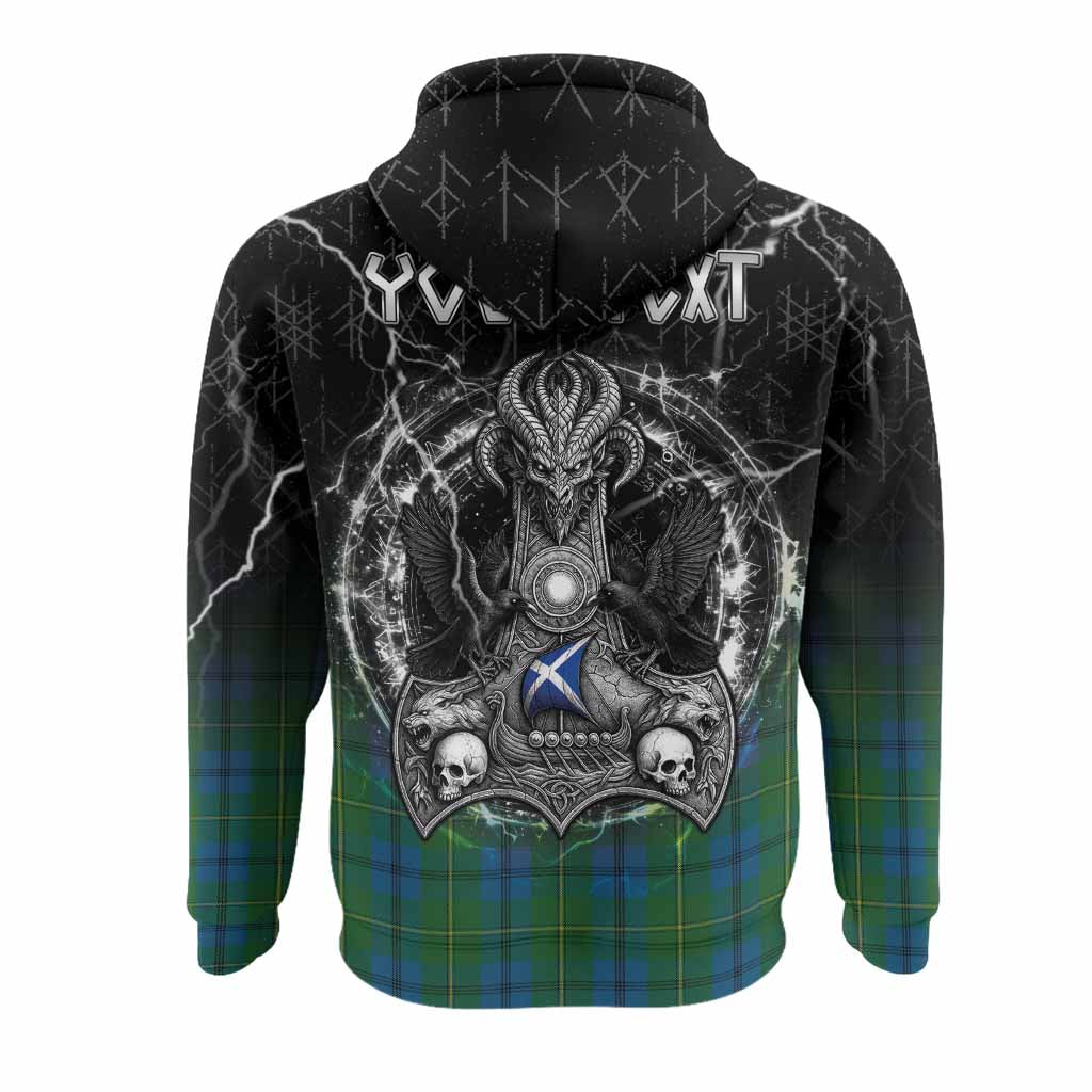 Johnstone (Johnston) Tartan Crest Hoodie Celtic Odin's Raven Legacy